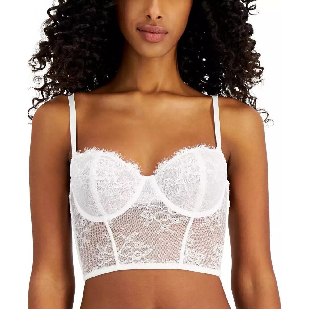 INC International Concepts Women's Size M Lace Bustier Lingerie White Feminine